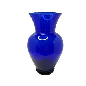 Vintage Hand Blown Cobalt Blue Glass Flower Vase